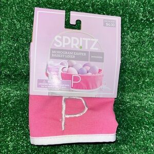 SPRITZ Easter Basket Liner P Monogram Pink/Purple reversible NEW